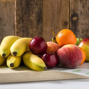 fruit platters with banana and apple oranges and pear