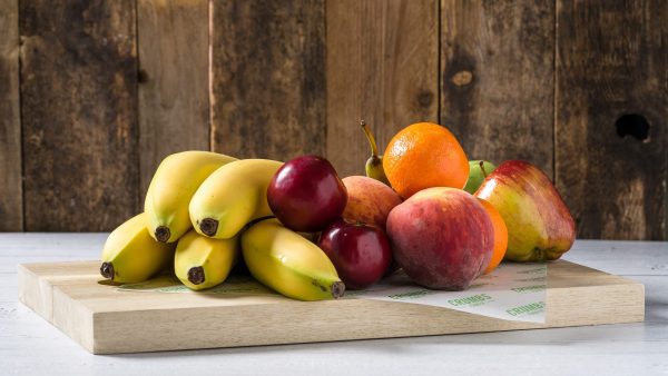 fruit platters with banana and apple oranges and pear