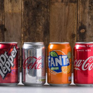 coca-cola products line-up for drinking