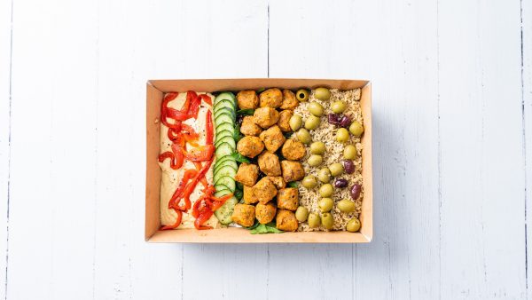 Sweet Potato Falafel and Houmous Salad